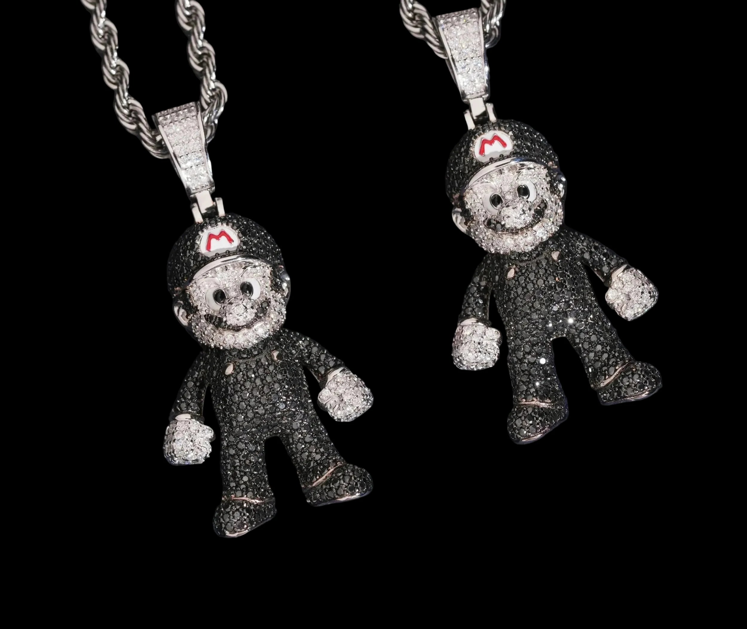 Unisex 925 Sterling Silver VVS Moissanite Mario Iced Out Pendant YHP0566