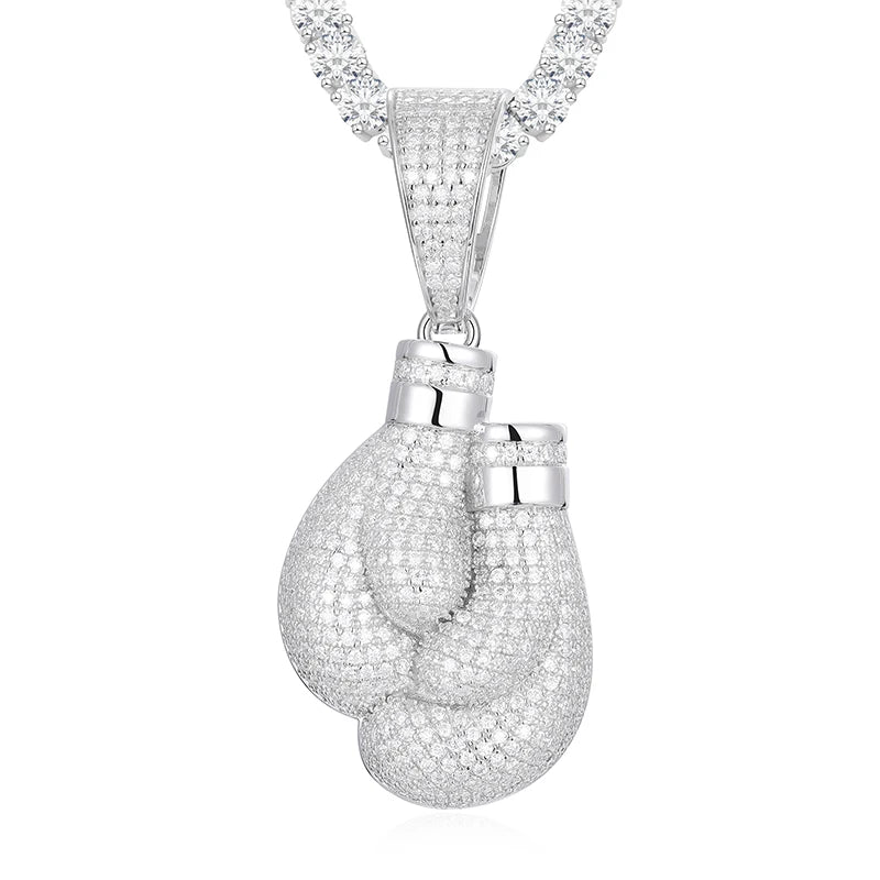 Unisex Iced Out Mitts Pendant 925 Sterling Silver VVS Moissanite TQP0237