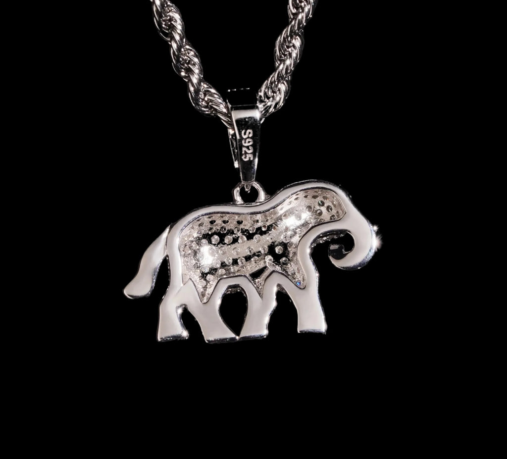 Unisex 925 Sterling Silver VVS Moissanite Elephant Iced Out Pendant