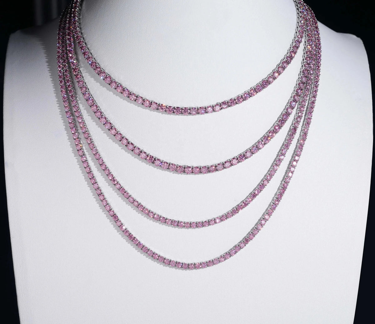 Unisex Iced Out 925 Sterling Silver Moissanite Tennis Chain Necklace