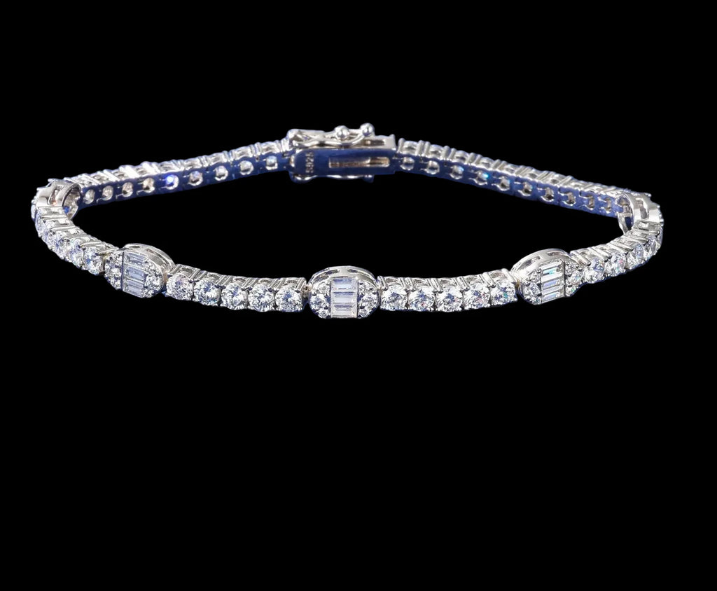 Unisex 3mm Oval Cut VVS Moissanite Tennis Bracelet 925 Sterling Silver