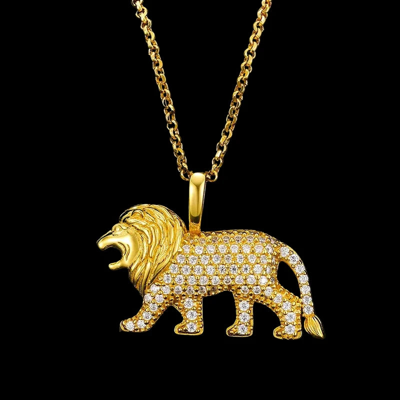 Unisex Iced Out Lion Pendant 925 Sterling Silver VVS Moissanite TQP0058