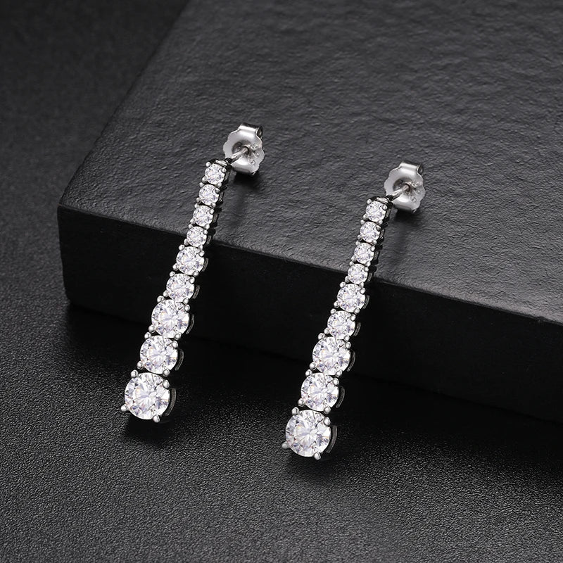 Unisex 925 Sterling Silver VVS Moissanite Dangle Earrings