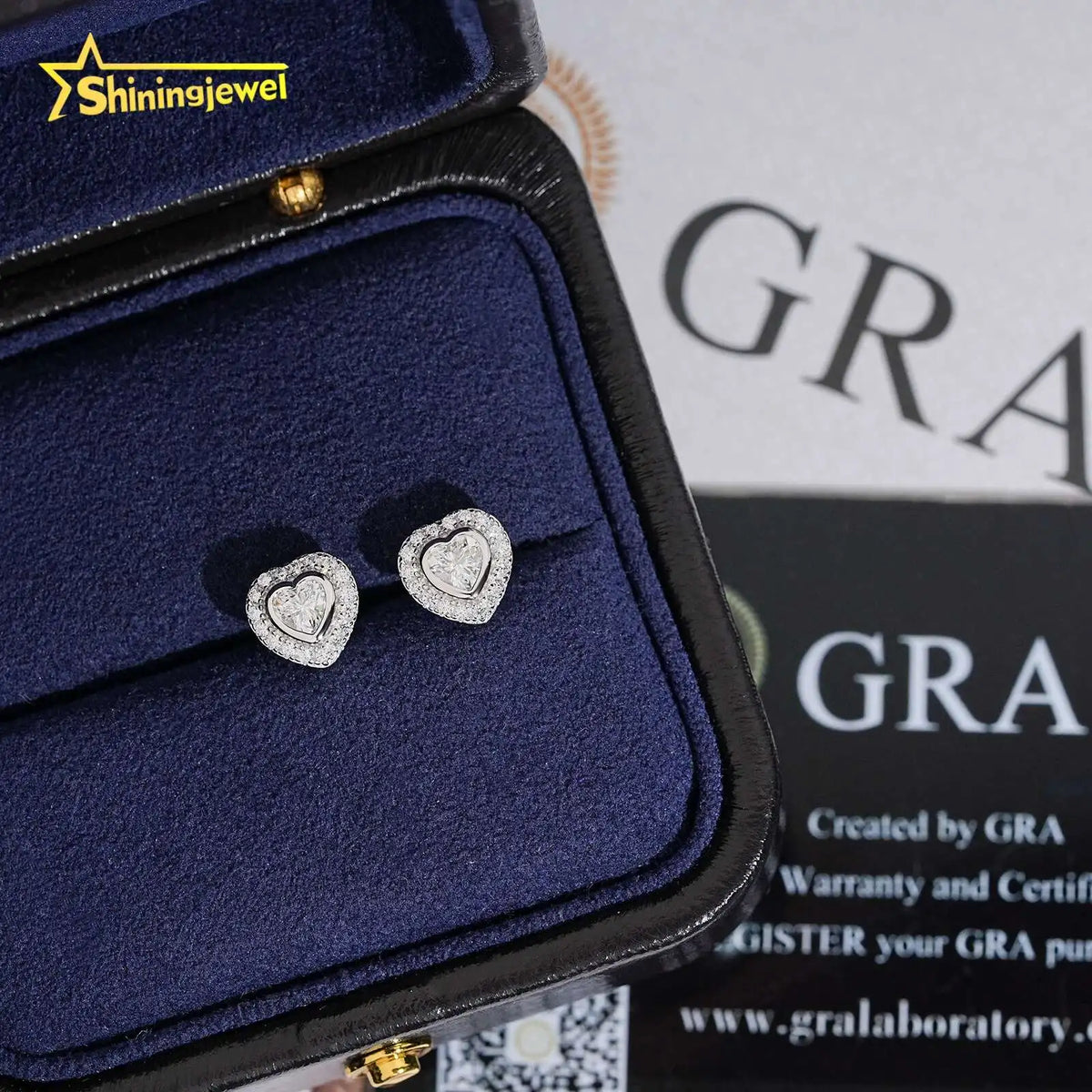 Unisex Iced Out 925 Sterling Silver VVS Moissanite Heart Stud Earrings
