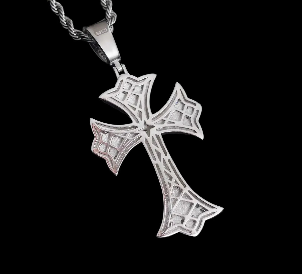 Unisex 925 Sterling Silver Moissanite Cross Iced Out Pendant YP0620