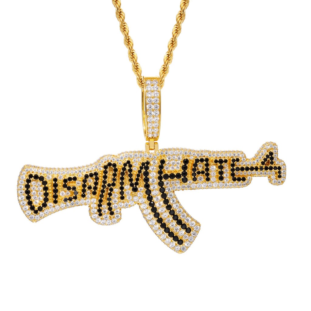 Unisex 925 Sterling Silver VVS Moissanite Iced Out AK47 Pendant TQP0953