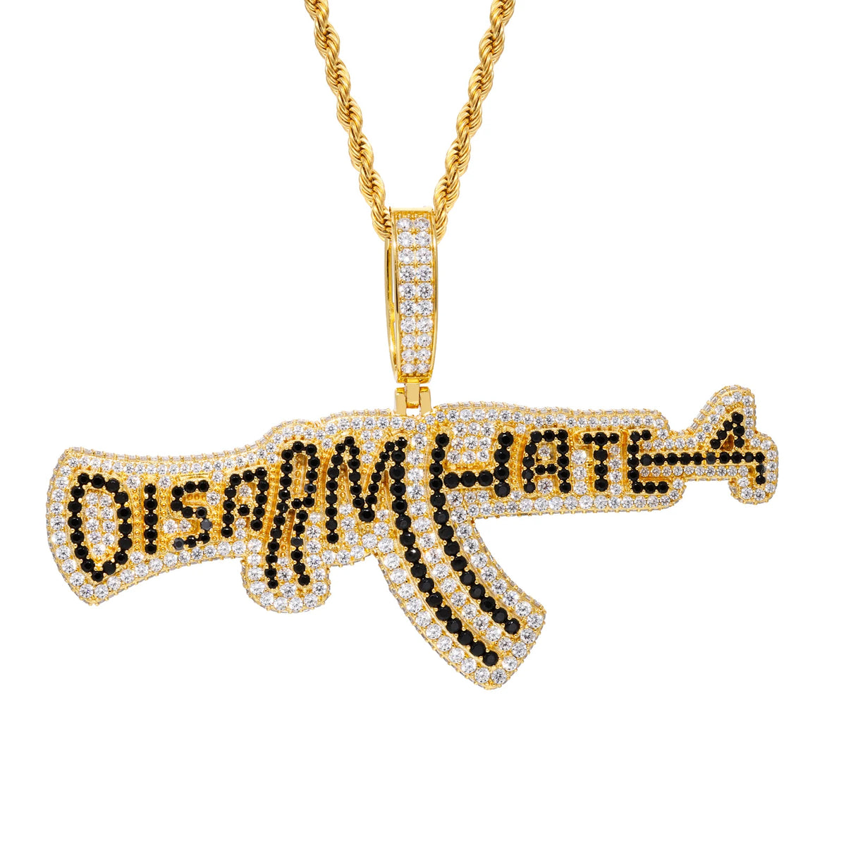 Unisex 925 Sterling Silver VVS Moissanite Iced Out AK47 Pendant TQP0953