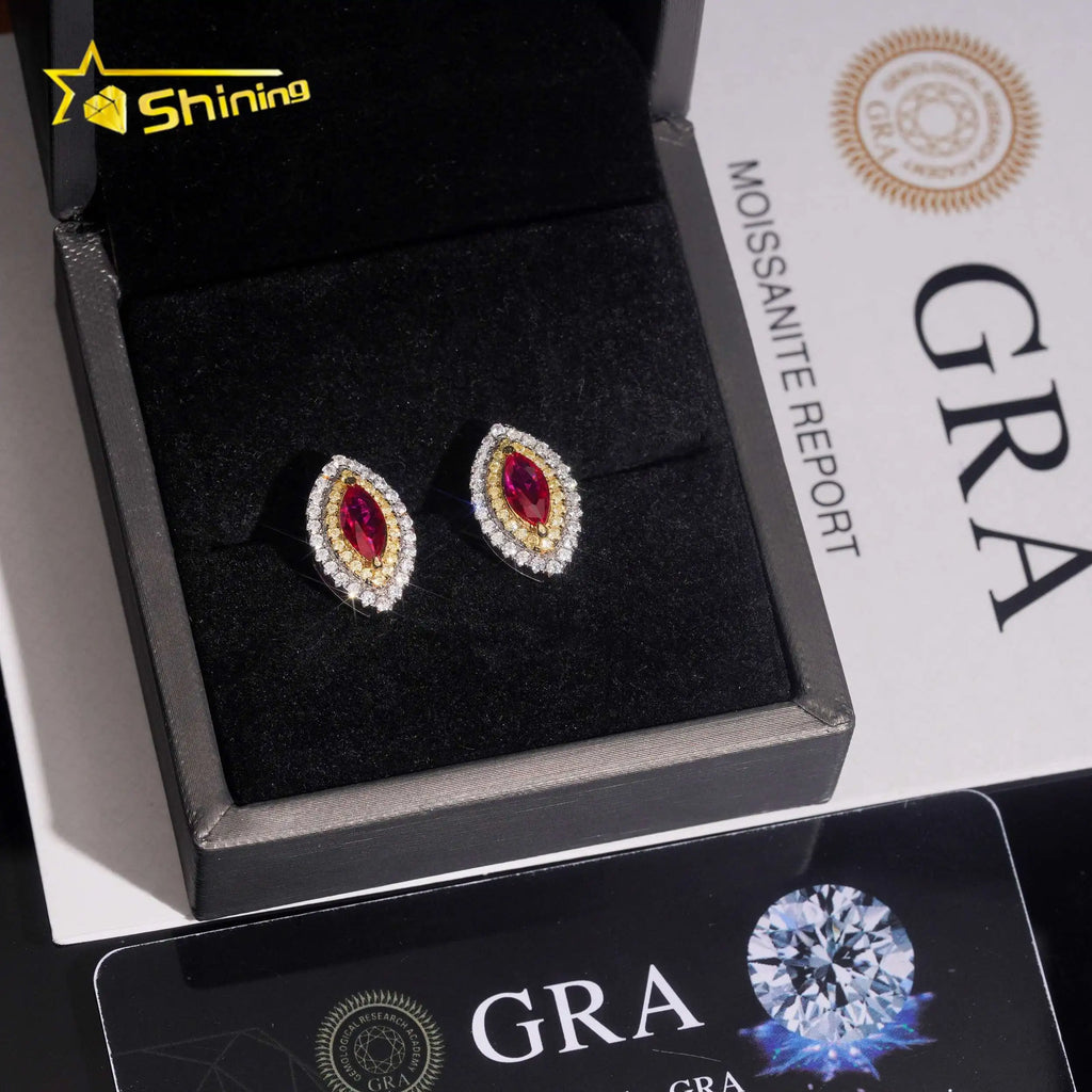 Women's Iced Out 925 Sterling Silver Rhodium Plated VVS Moissanite Round Brilliant Cut Stud Earrings