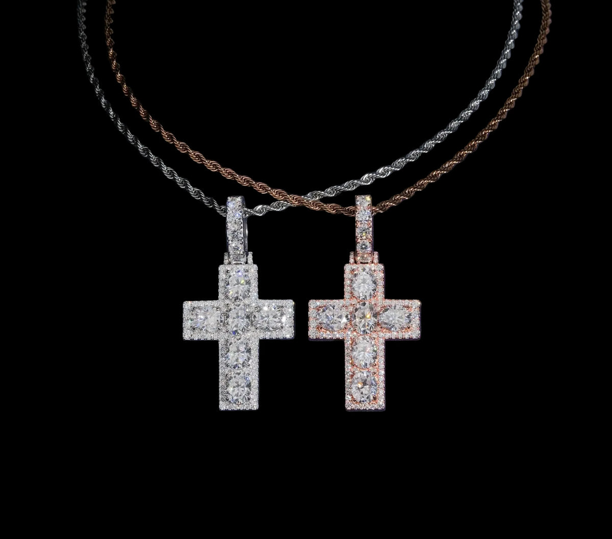 Unisex Iced Out Cross Pendant 925 Sterling Silver VVS Moissanite JF1118