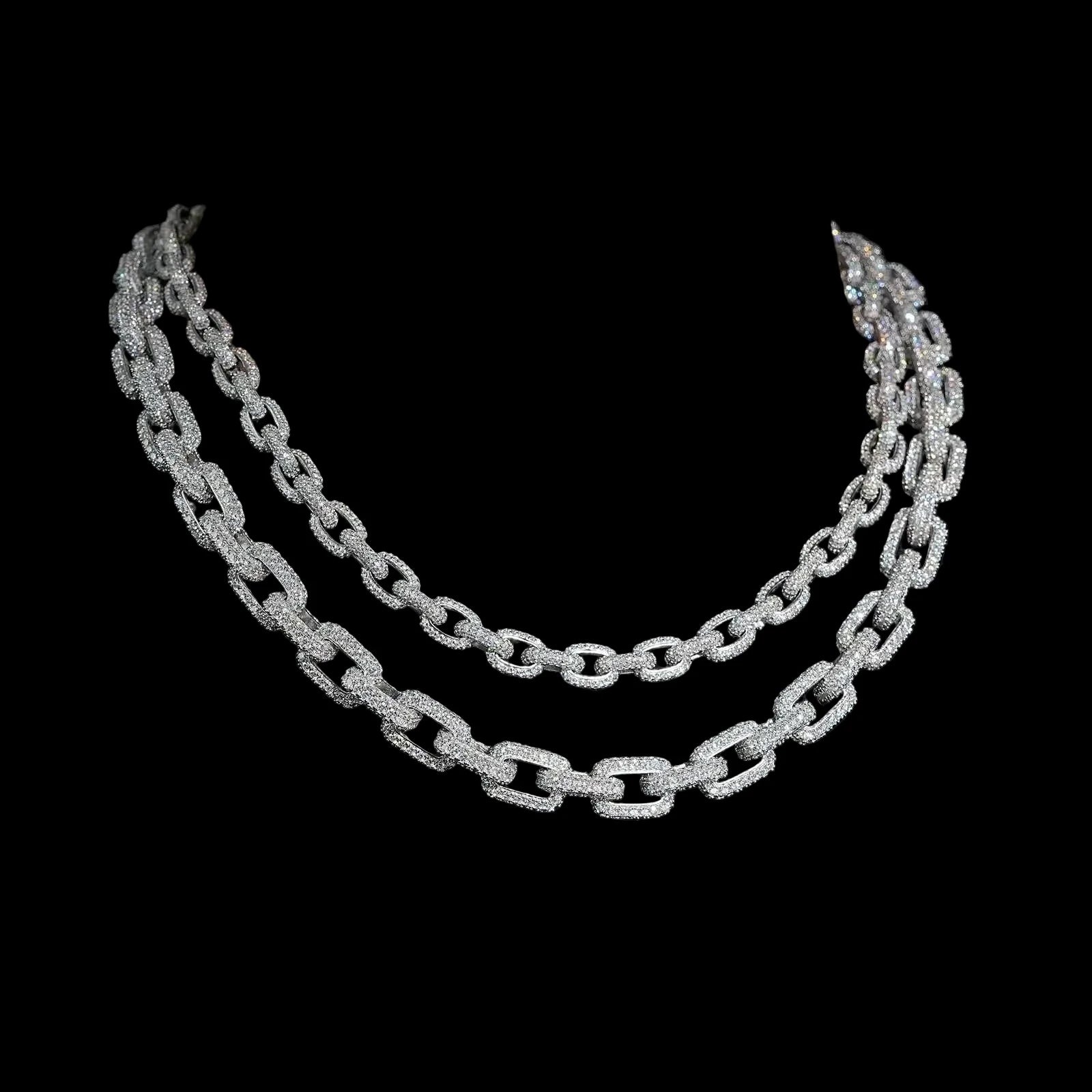 Men's 925 Sterling Silver VVS Moissanite Iced Out Cuban Link Chain