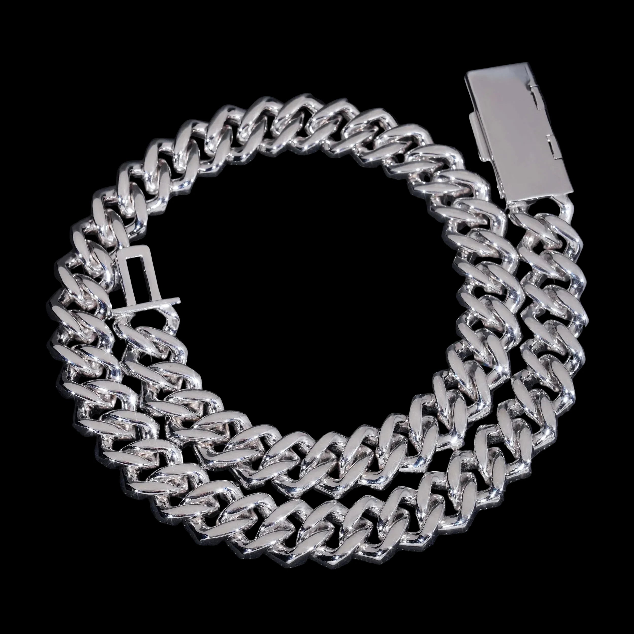 Men's 18mm Baguette Cut VVS Moissanite Cuban Link Chain Necklace 925 Sterling Silver