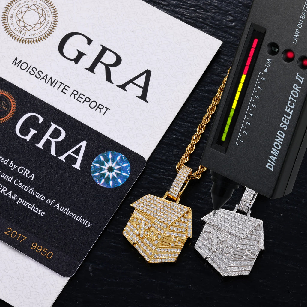 Unisex Iced Out Trap House Pendant 925 Sterling Silver VVS Moissanite TQP1111