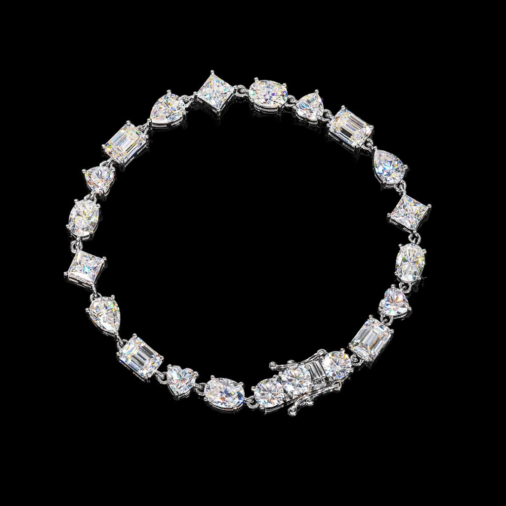 Unisex 8mm Heart Cut VVS Moissanite Tennis Bracelet 925 Sterling Silver