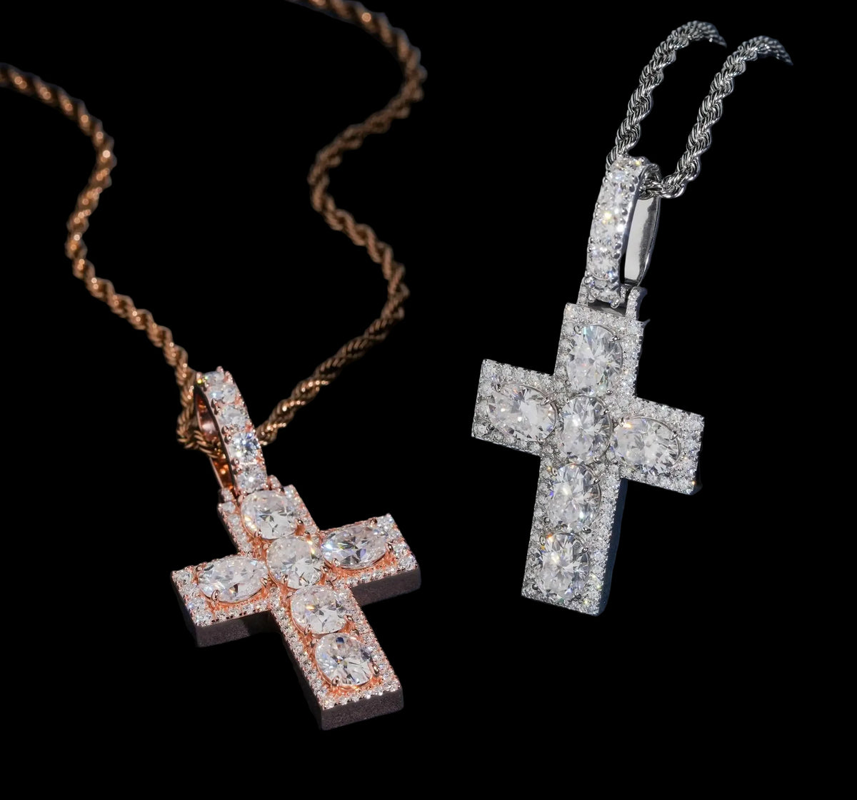 Unisex Iced Out Cross Pendant 925 Sterling Silver VVS Moissanite JF1118