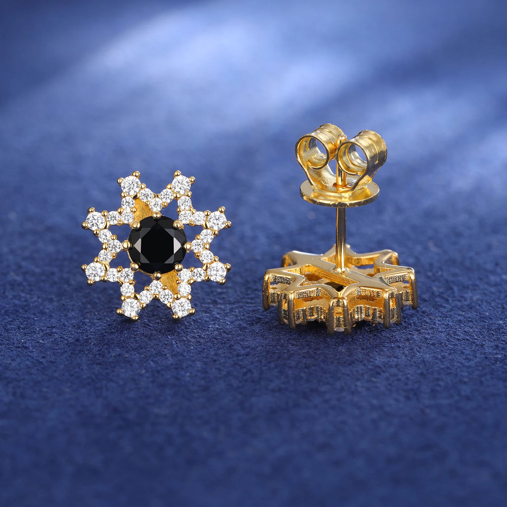 Unisex 925 Sterling Silver VVS Moissanite Eight-Pointed Star Stud Earrings
