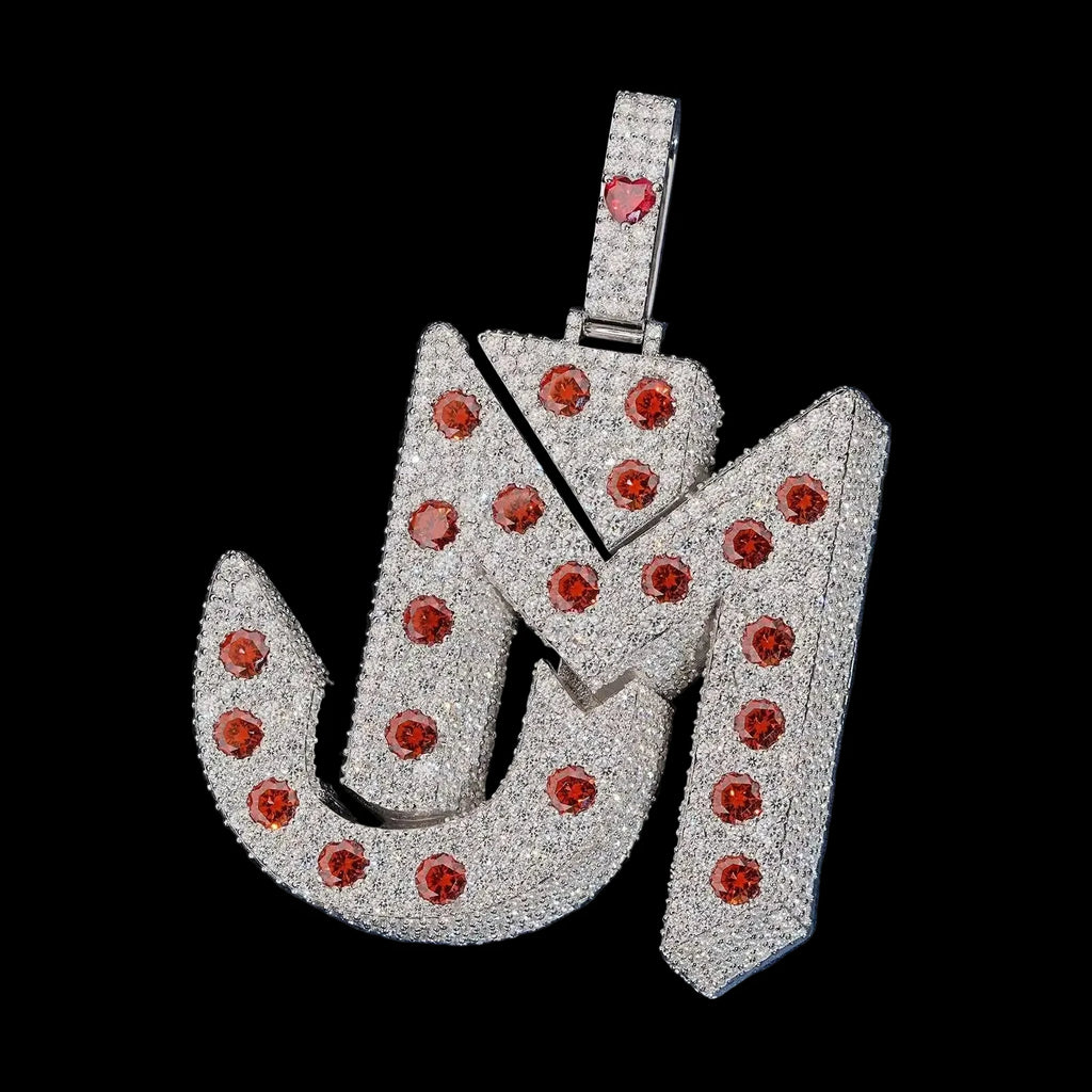 Unisex 925 Sterling Silver VVS Moissanite Letter Iced Out Pendant