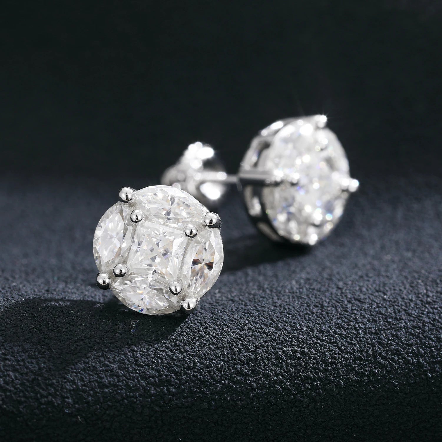 Moissanite Stud Earrings 925 Sterling Silver Princess Cut