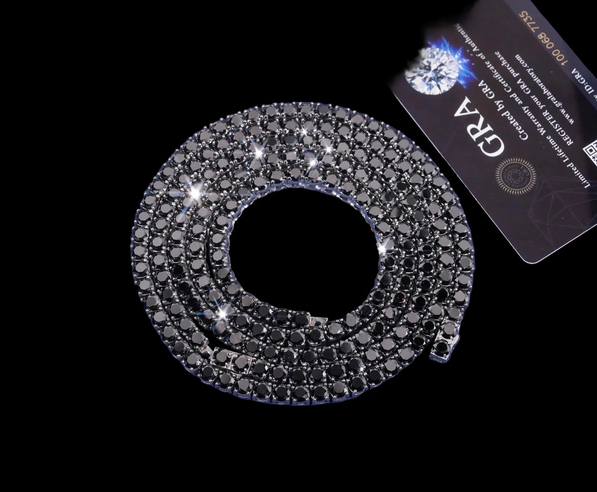 Unisex Iced Out 316L Stainless Steel Round Brilliant Cut Moissanite Tennis Chain Necklace
