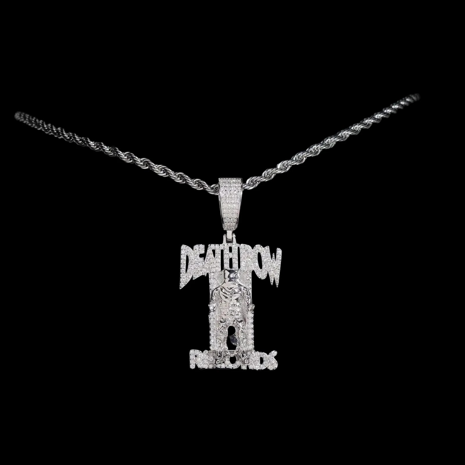 Unisex Iced Out 925 Sterling Silver Moissanite Deathrow Pendant
