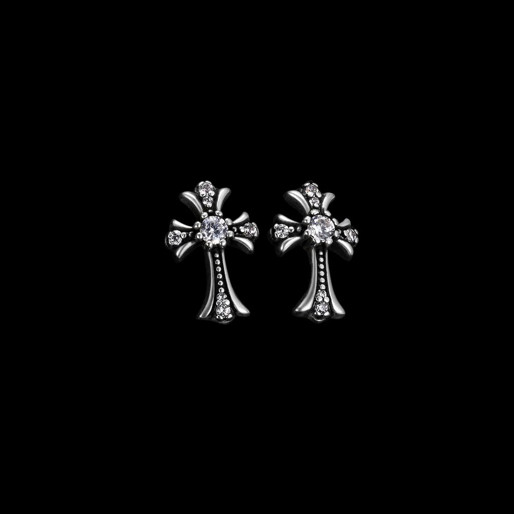 Unisex Cross Moissanite Stud Earrings 925 Sterling Silver