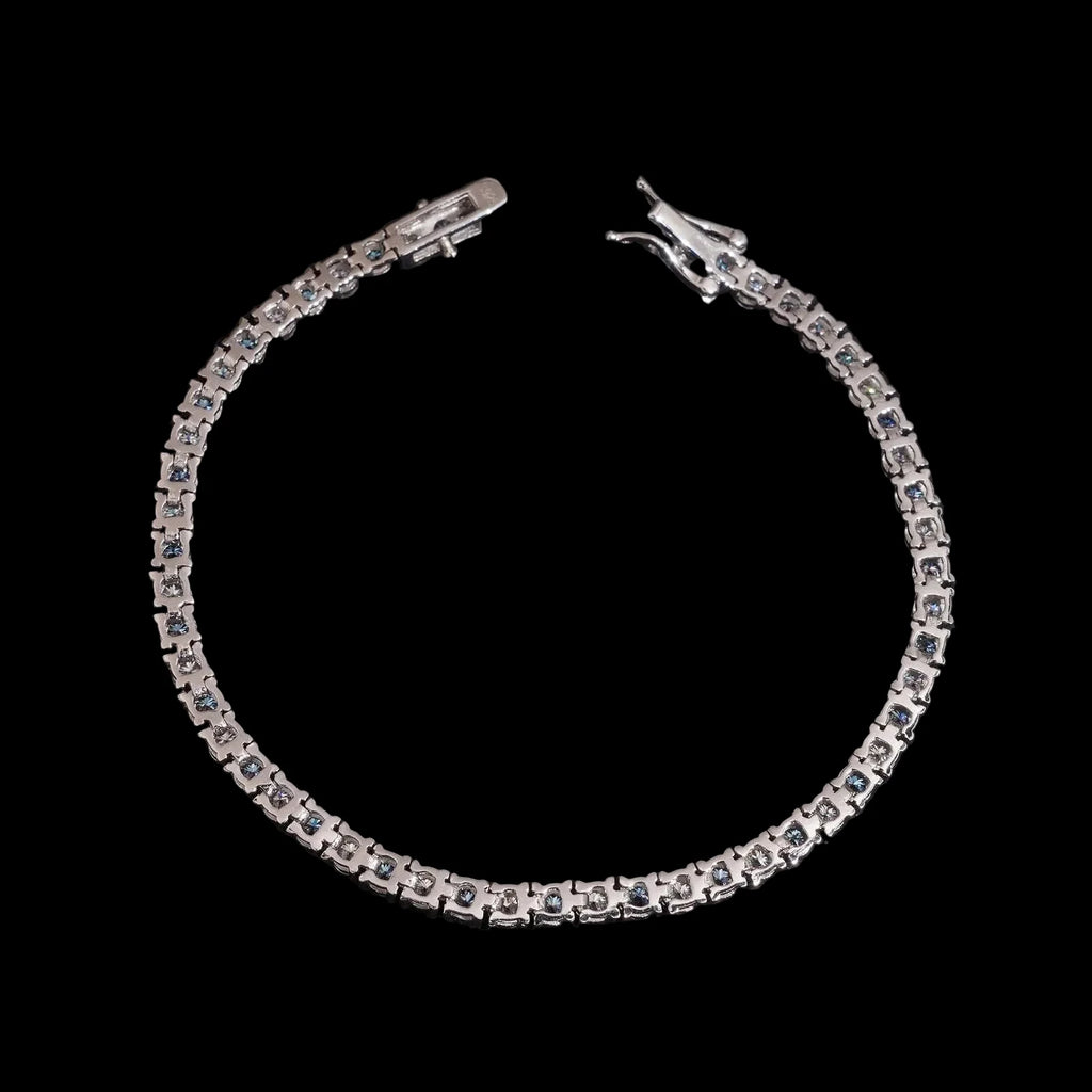 Unisex 3mm Round Brilliant Cut VVS Moissanite Tennis Bracelet 925 Sterling Silver
