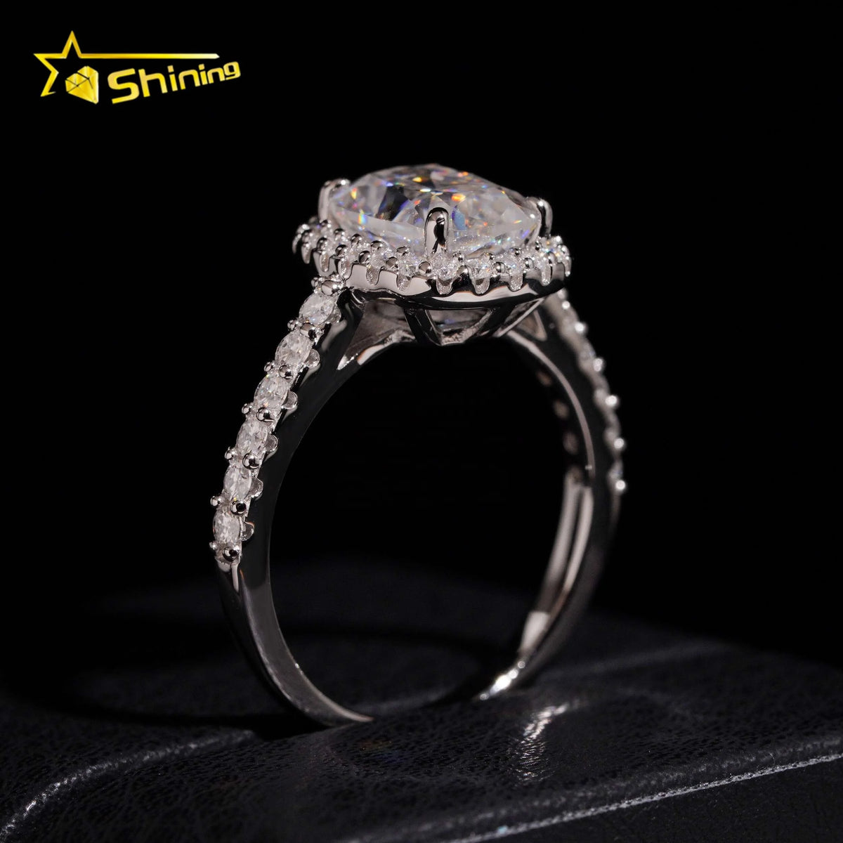 Unisex Cushion Cut 3ct VVS Moissanite Engagement Ring 925 Sterling Silver