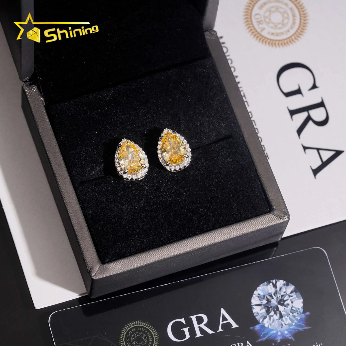 Women's Pear Cut Sunny Orange Lab Grown Moissanite Stud Earrings 925 Sterling Silver
