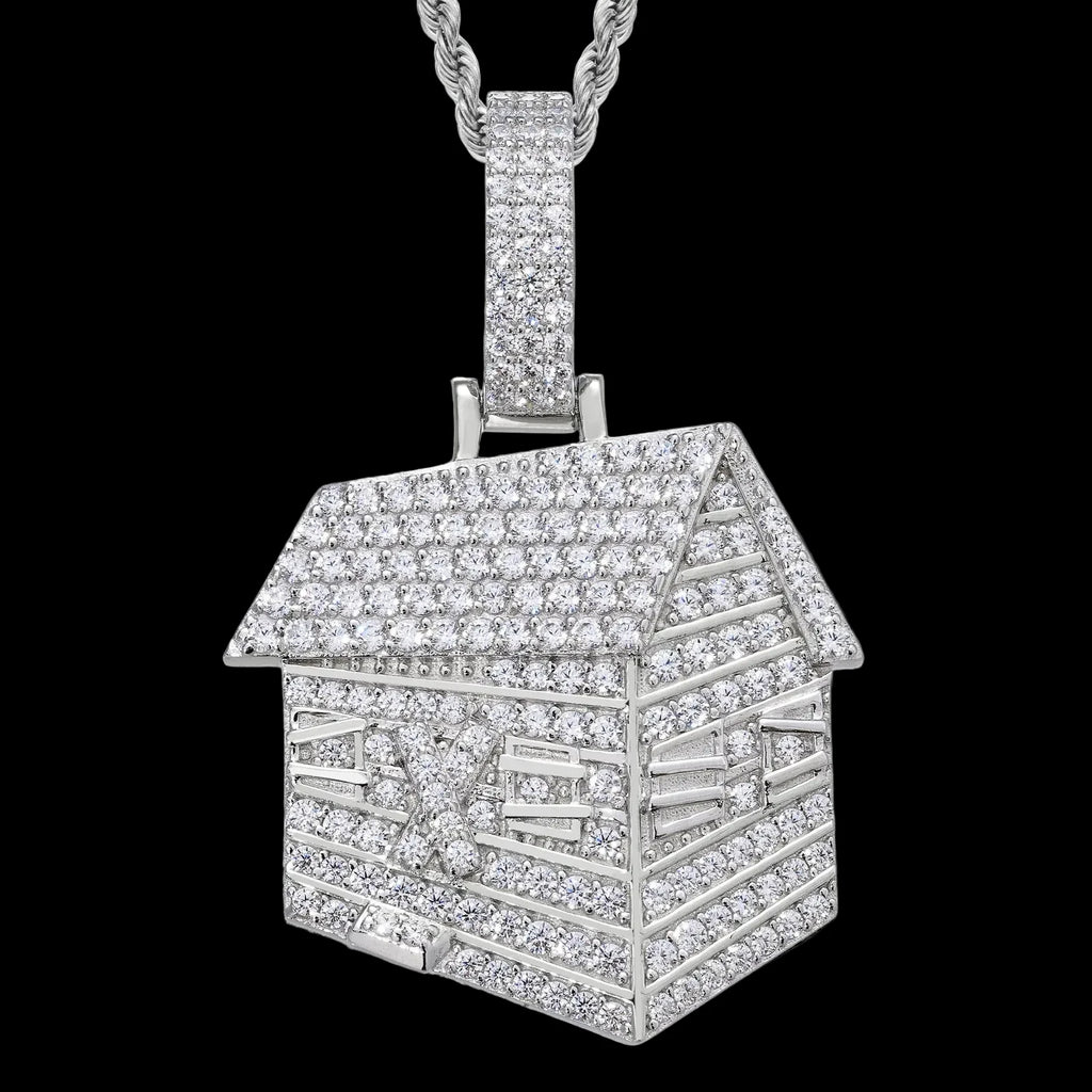 Unisex Iced Out Trap House Pendant 925 Sterling Silver VVS Moissanite TQP1111