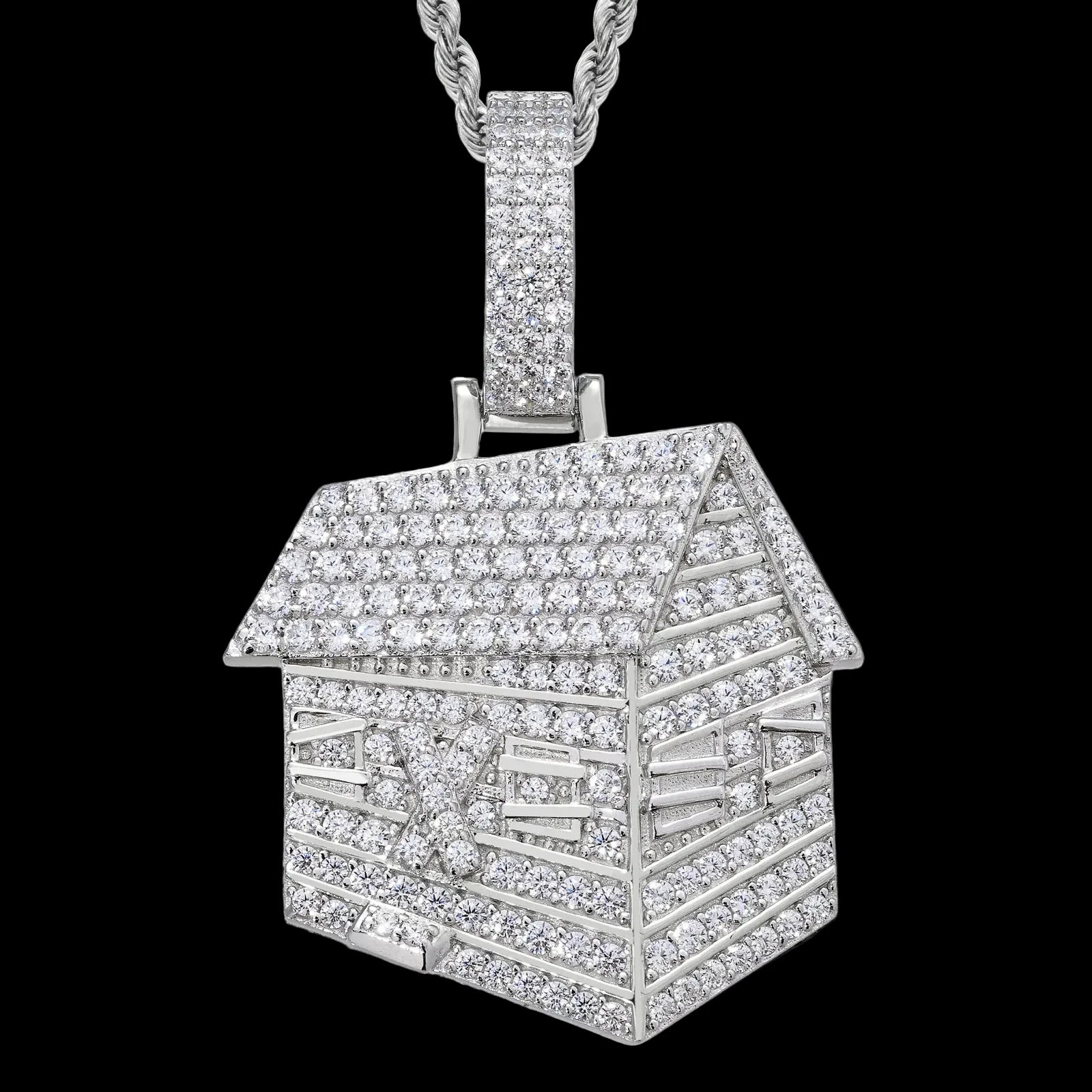Unisex Iced Out Trap House Pendant 925 Sterling Silver VVS Moissanite TQP1111