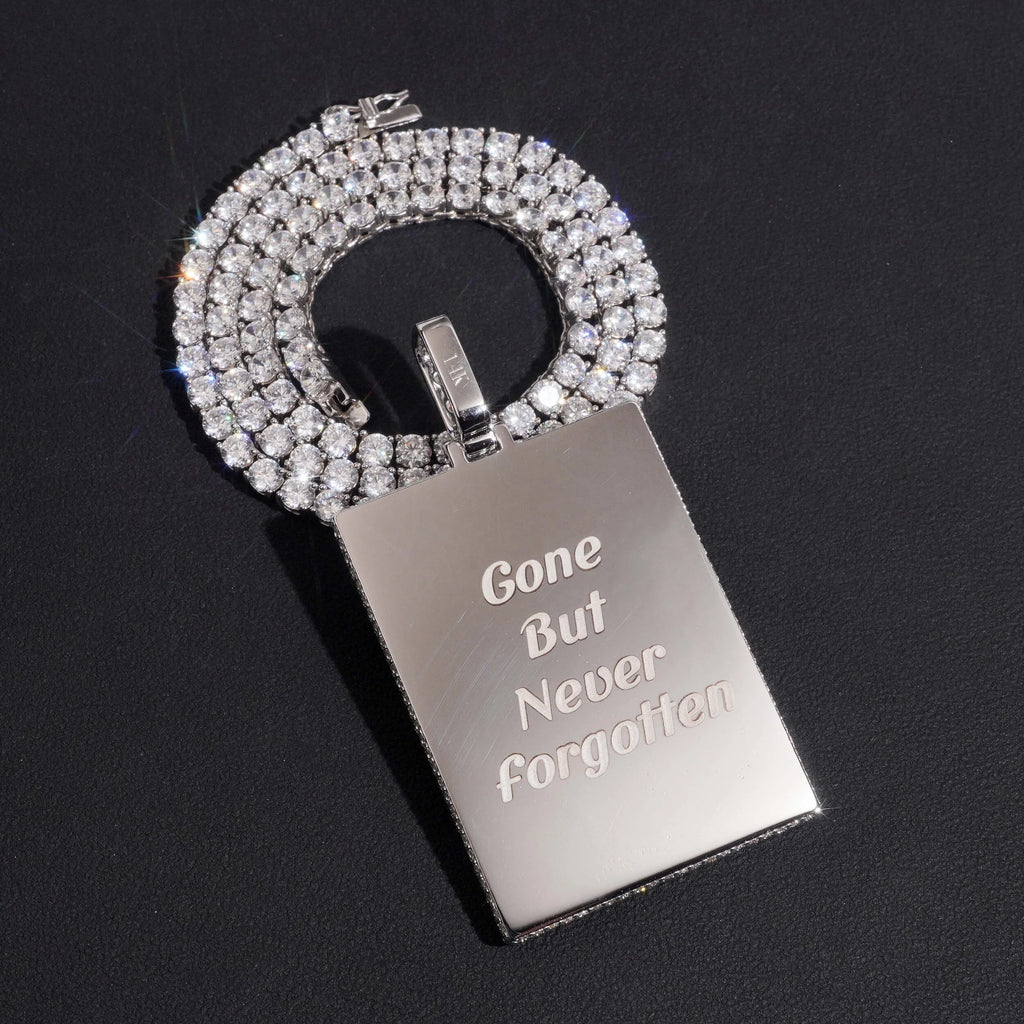 Unisex Custom Picture Memorial Iced Pendant 925 Sterling Silver VVS Moissanite