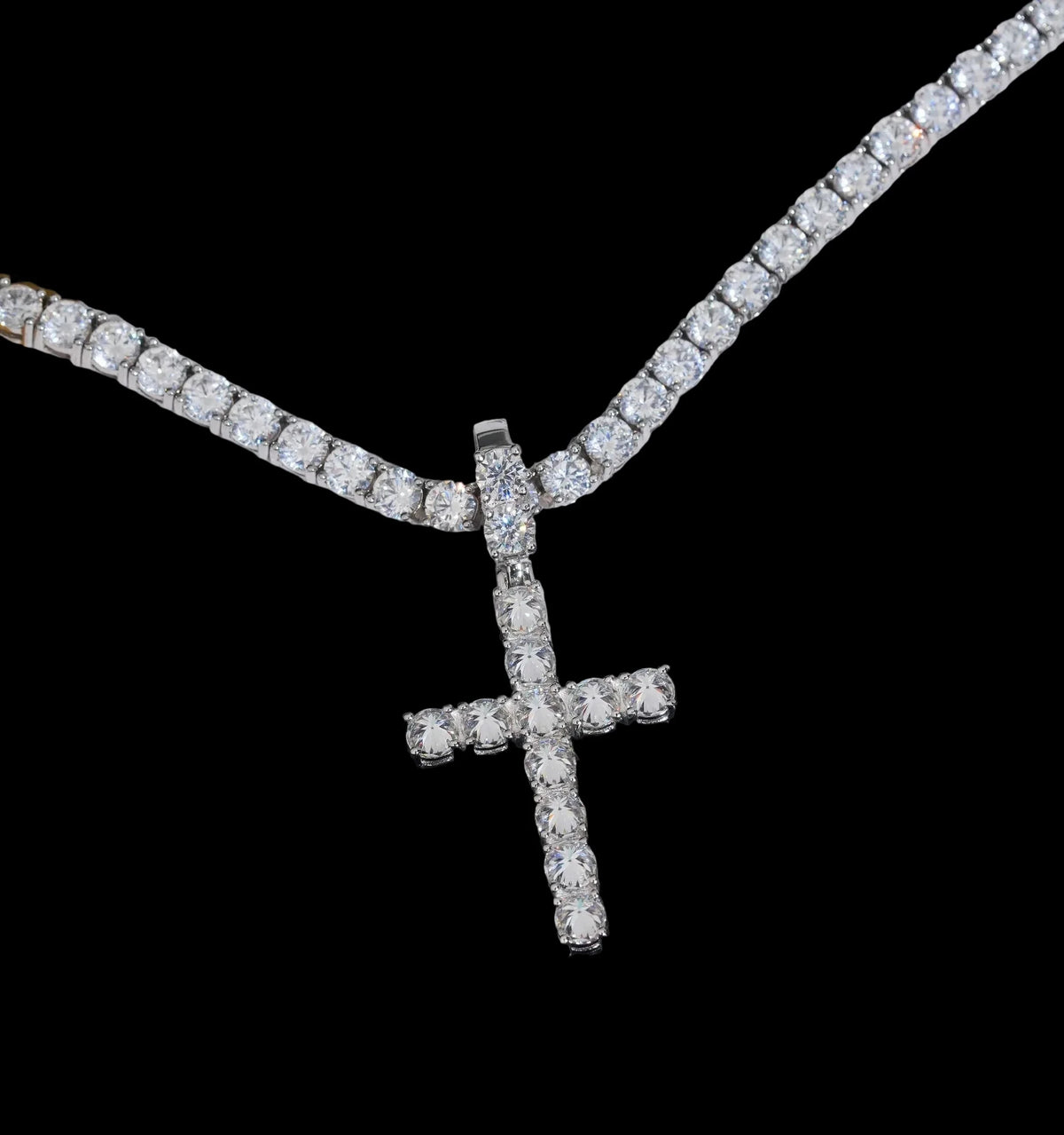 Unisex Inverted Cross Pendant 925 Sterling Silver VVS Moissanite Iced Out XP2038
