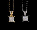 Unisex Iced Out 925 Sterling Silver Moissanite Princess Cut Pendant Necklace