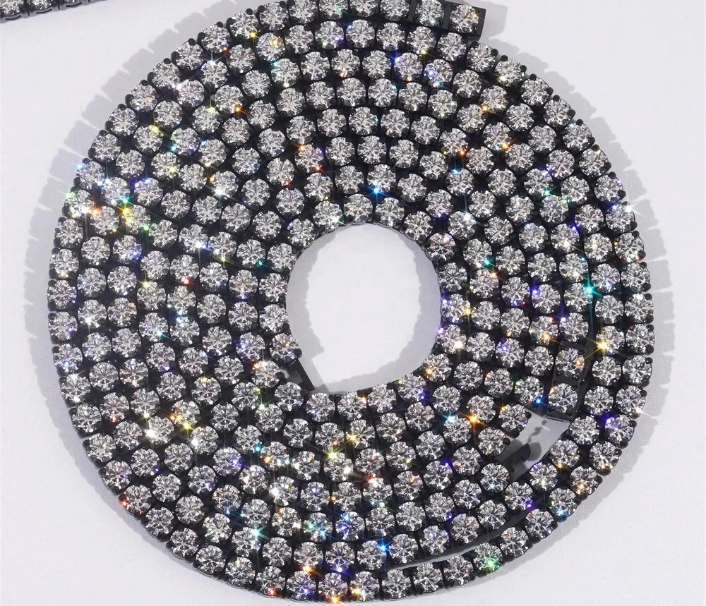 Unisex Iced Out 316L Stainless Steel Rhodium Plated VVS Moissanite Round Brilliant Cut Tennis Chain Necklace & Bracelet 5mm