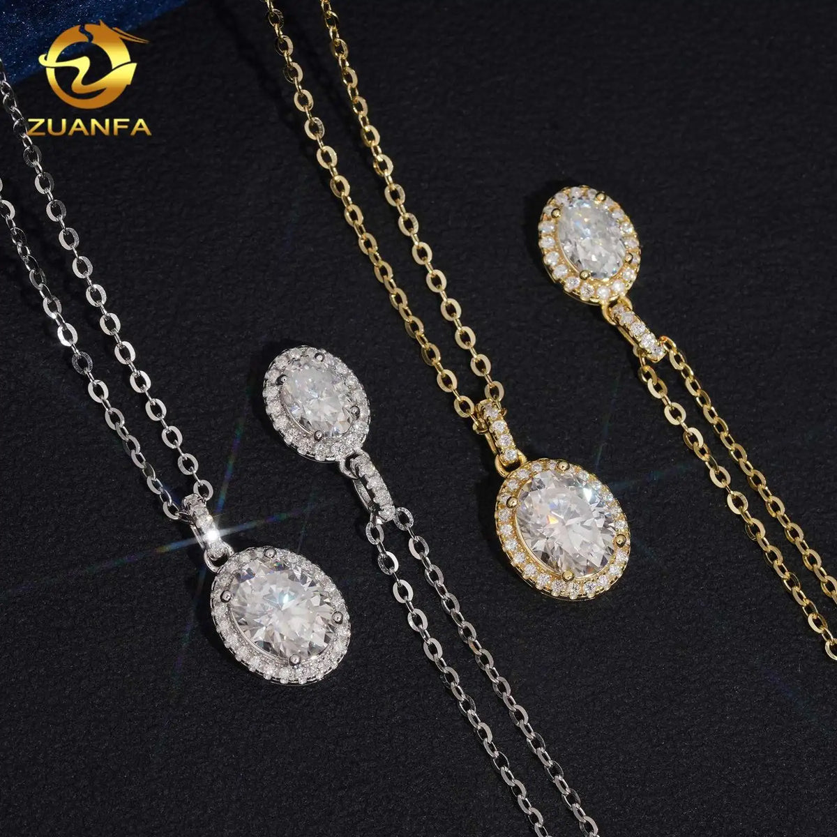 Oval Cut Moissanite Pendant Necklace 925 Sterling Silver