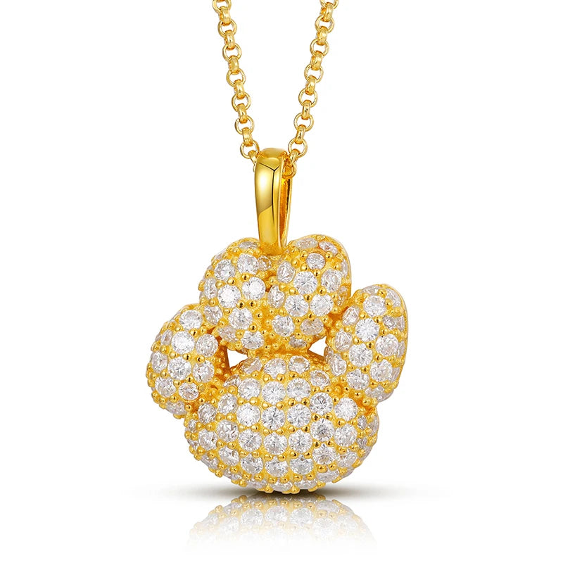 Unisex Iced Out Dog Paw Pendant 925 Sterling Silver VVS Moissanite TQP0048