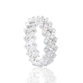 Unisex 5mm VVS Moissanite Iced Out Cuban Band Ring 925 Sterling Silver