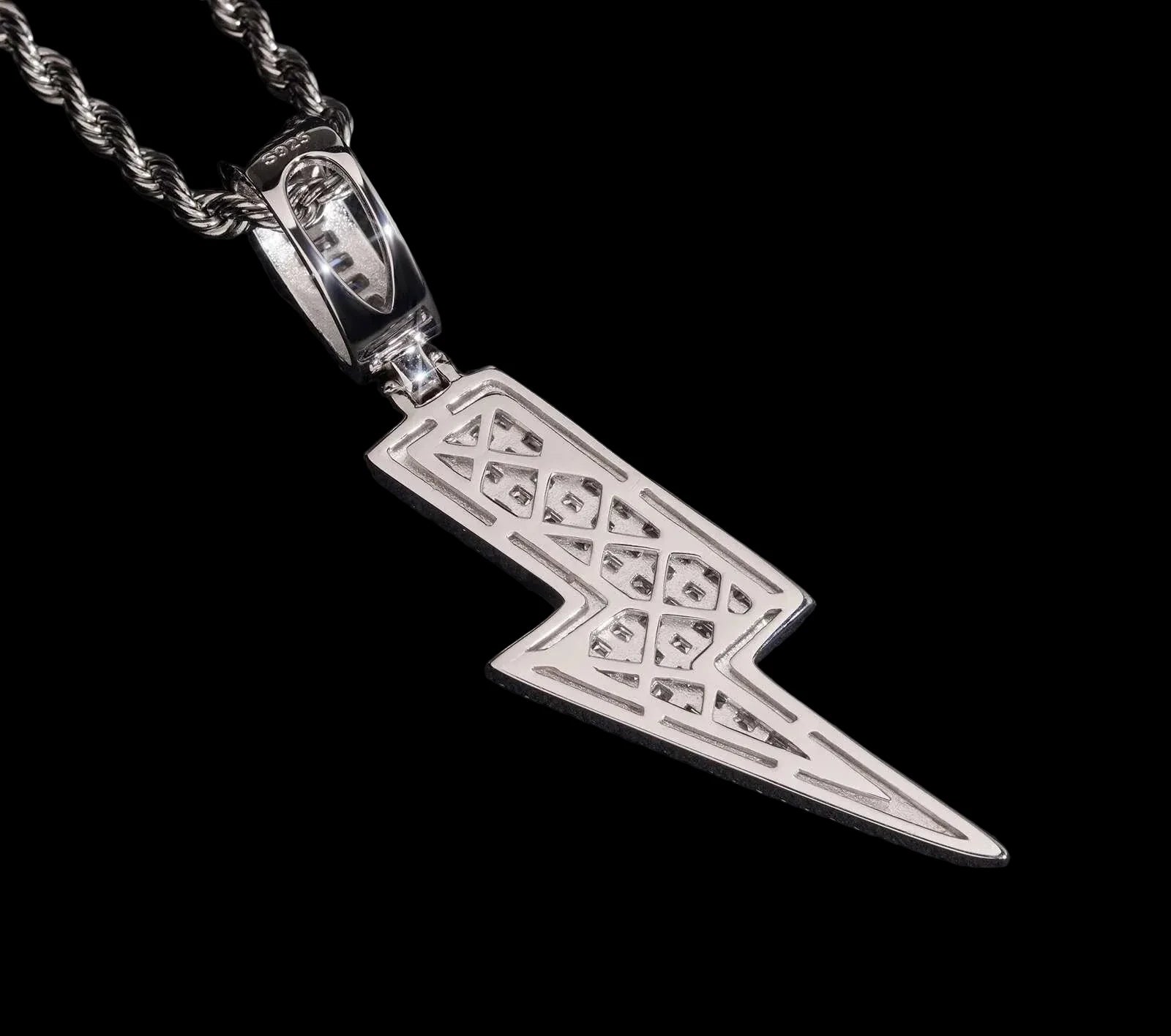 Unisex 925 Sterling Silver Pass Diamond Tester Moissanite Lightning Iced Out Pendant
