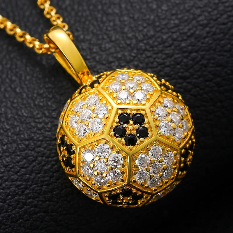Unisex Iced Out Football Pendant 925 Sterling Silver VVS Moissanite TQP0028