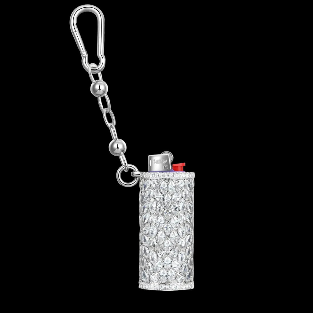 Unisex Iced Out 925 Sterling Silver Marquise Cut Moissanite Lighter Case
