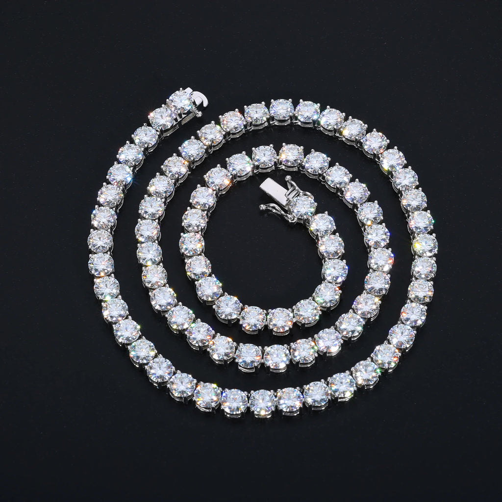 Unisex Iced Out 925 Sterling Silver VVS Moissanite Tennis Chain Necklace Bracelet