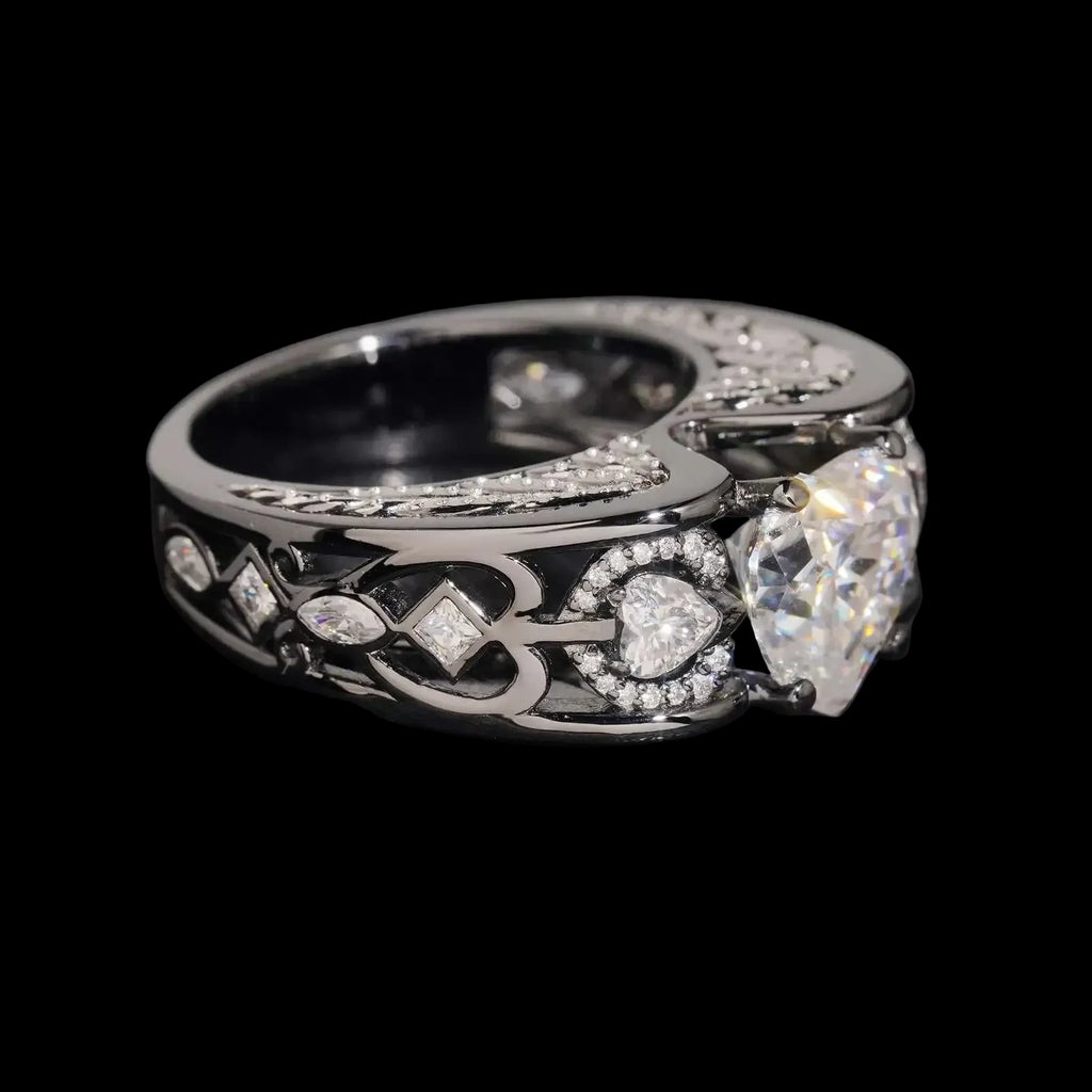 Heart Cut Moissanite Eternity Ring 925 Sterling Silver
