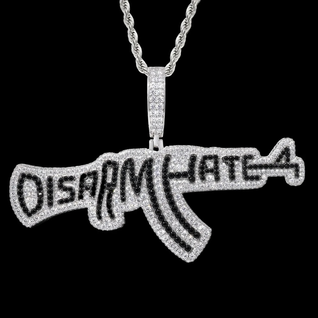 Unisex 925 Sterling Silver VVS Moissanite Iced Out AK47 Pendant TQP0953