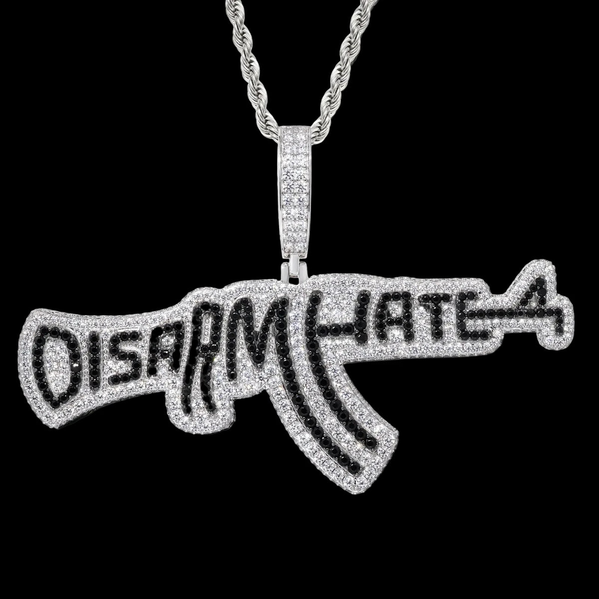 Unisex 925 Sterling Silver VVS Moissanite Iced Out AK47 Pendant TQP0953