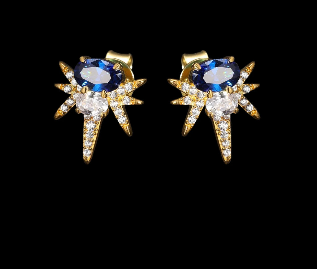 Men's Oval Cut VVS Moissanite Colorful CZ Diamond Iced Out Bee-sting Stud Earrings 925 Sterling Silver