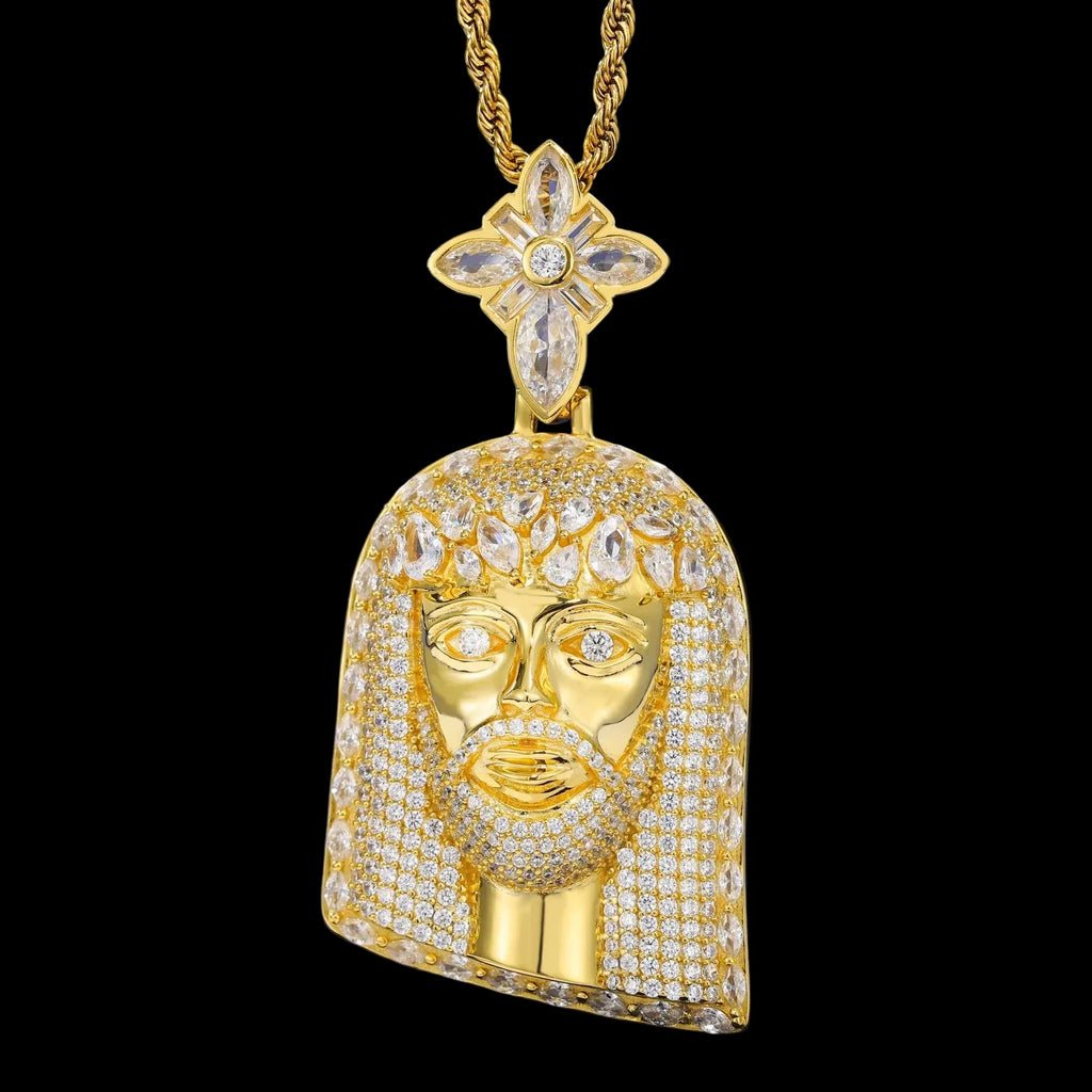 Unisex Iced Out Jesus Pendant 925 Sterling Silver VVS Moissanite TQP1109
