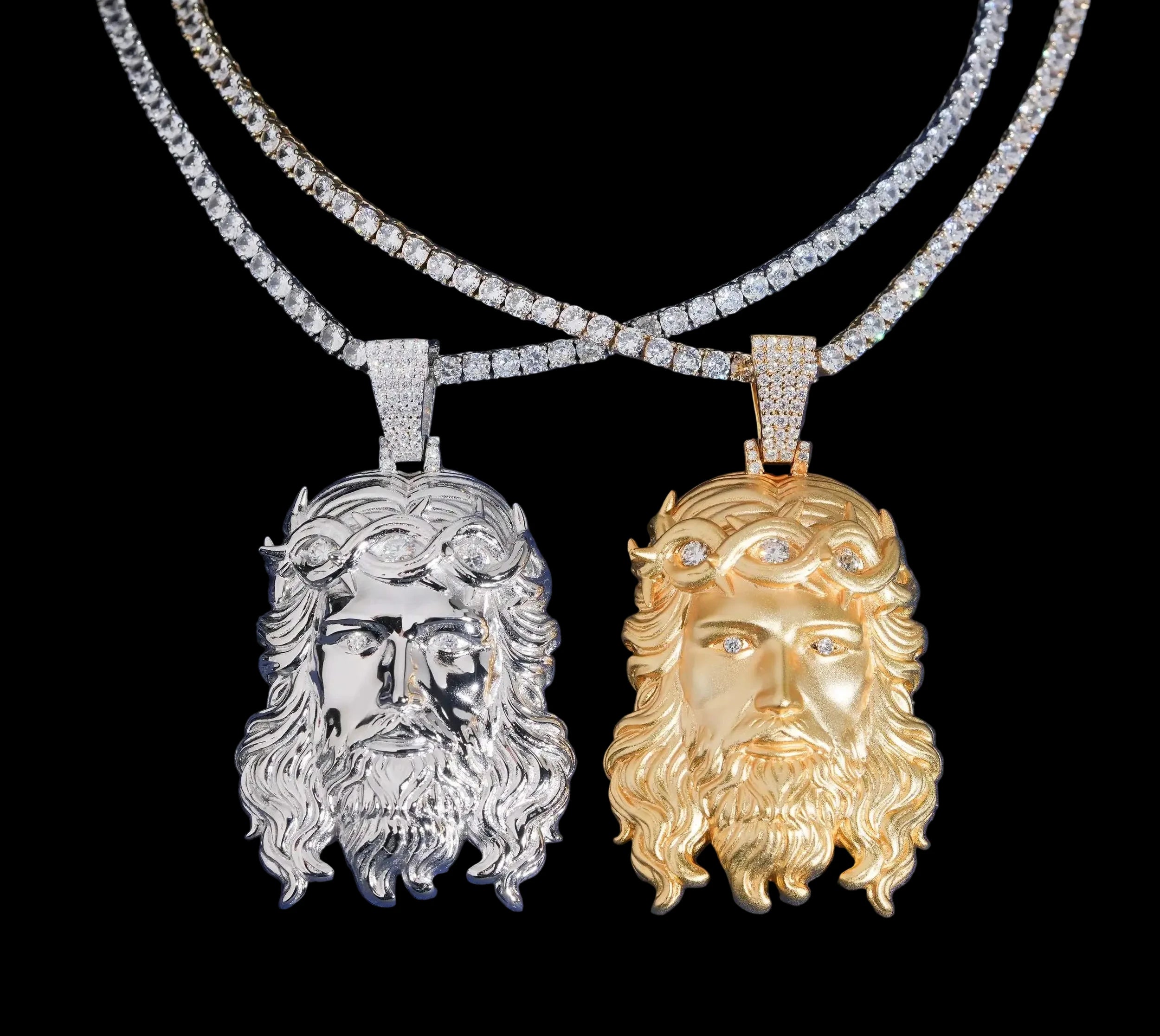 Unisex Iced Out Jesus Pendant 925 Sterling Silver VVS Moissanite zp0631