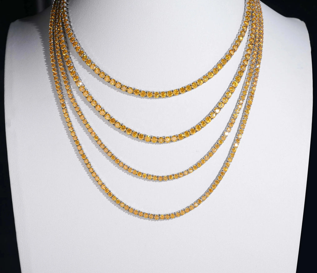 Unisex Iced Out 925 Sterling Silver Moissanite Tennis Chain Necklace