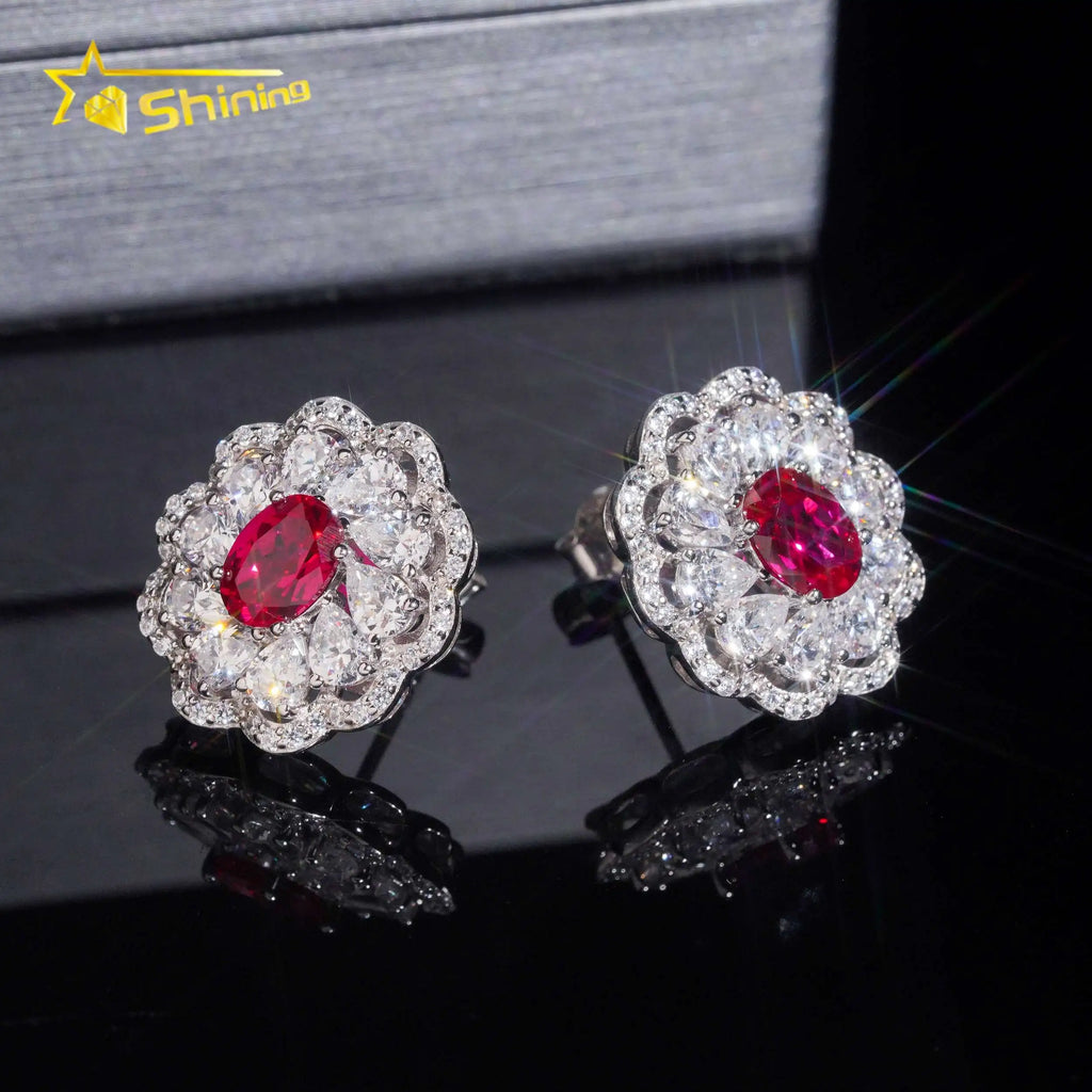 Women's Oval Cut Lab Grown Paraiba Moissanite Stud Earrings 925 Sterling Silver