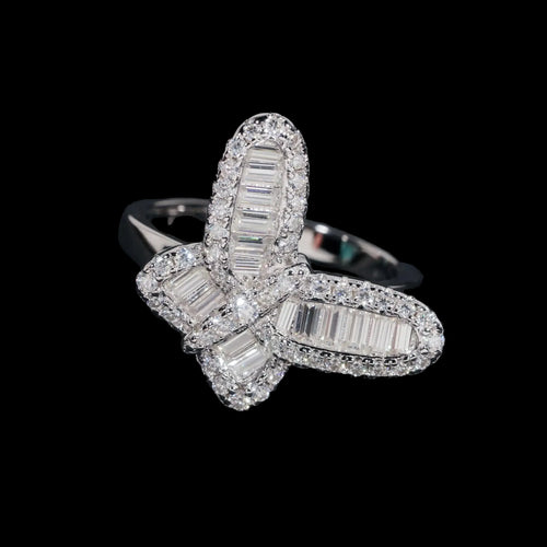 Unisex Iced Out 925 Sterling Silver VVS Moissanite Round Brilliant Cut Butterfly Ring
