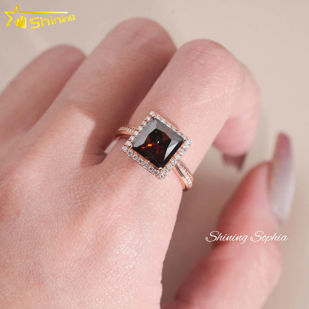 Unisex Princess Cut VVS Moissanite Engagement Ring 925 Sterling Silver